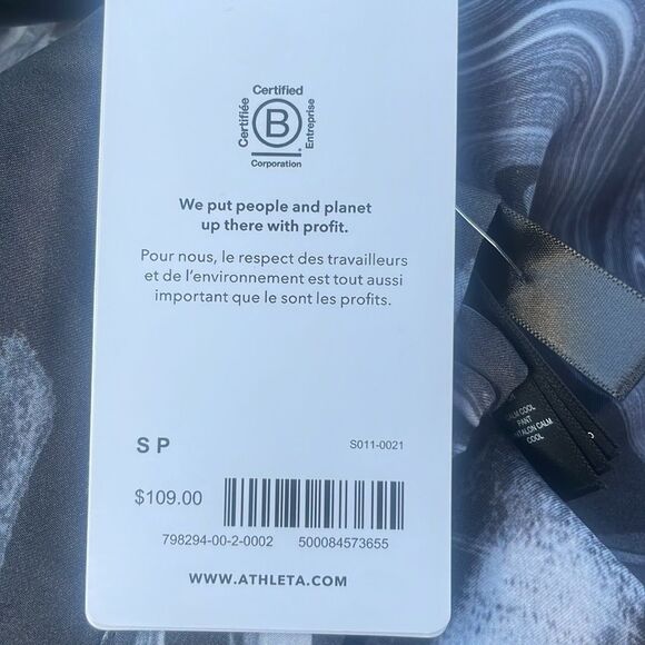 NWT Athleta Calm Cool Pant. Grey Black Marble with White. Small - Picture 9 of 9